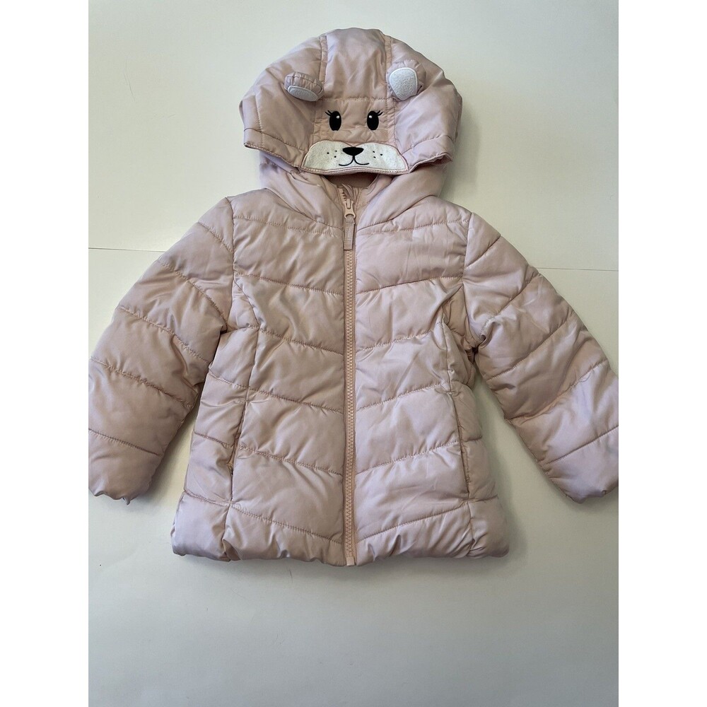 The Children’s Place Girls Pink Bear Puffer Jacket Size 3T Toddler